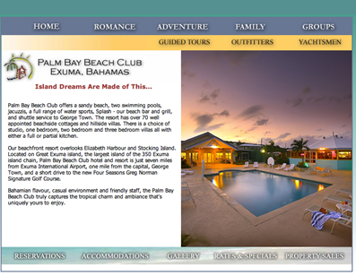 Screenshot of the Palm Bay Beach Club Site